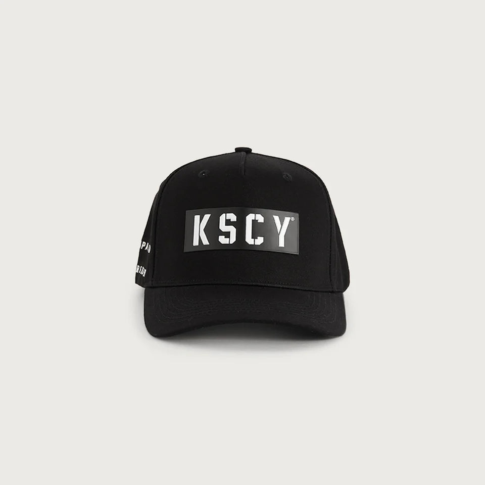 MAGNA 5 PANEL CURVED PEAK CAP, JET BLACK, KISS CHACEY