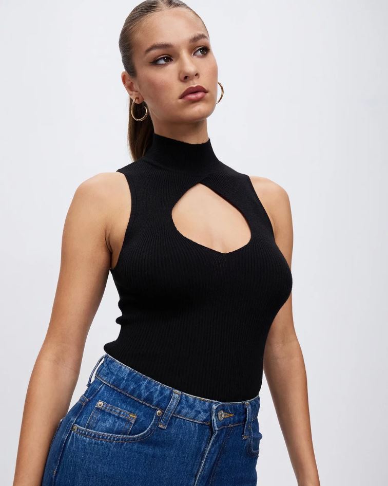 SOPHIE CUT OUT TOP BLACK JORGE CROP TOP RIBBED