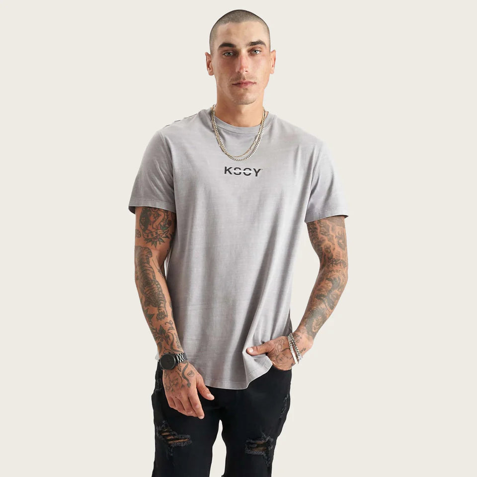 TUSTIN DUAL CURVED TEE, FROST GREY, KISS CHACEY, MENS SHIRTS