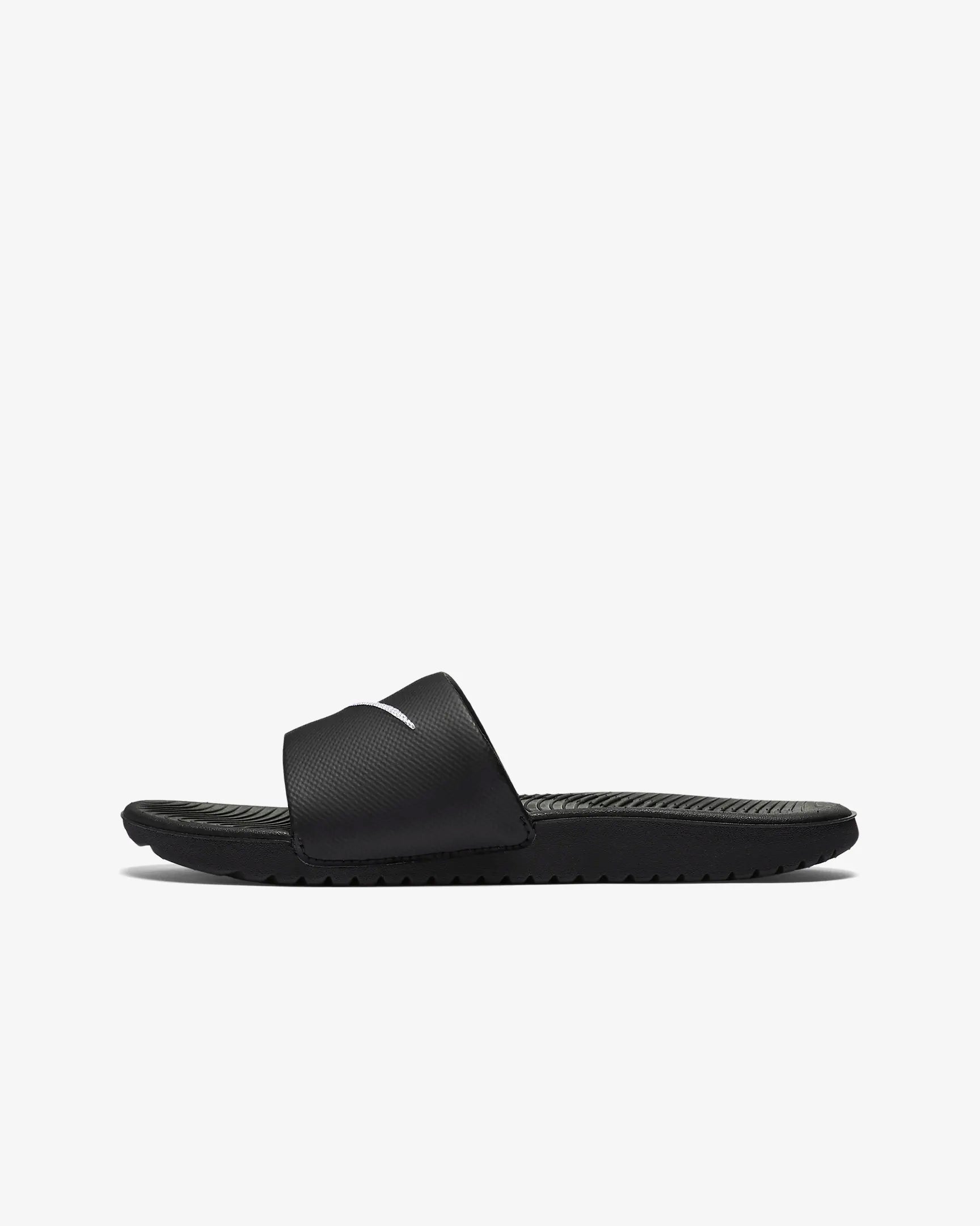 Nike Kawa Slide Kids Children Footwear Black white tick 